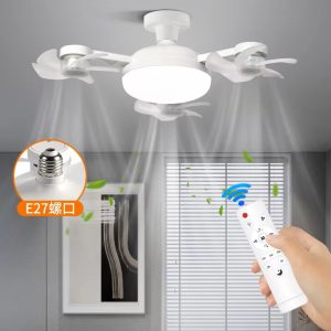 Sale Ceiling Fan With Led Light E27 Lantern Remote Drone Dimmable Quiet Motor Surface Mount Modern Foldable Hang Home Fan Lamp